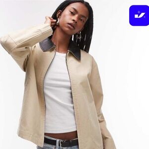 Mango contrast collar barn jacket size L